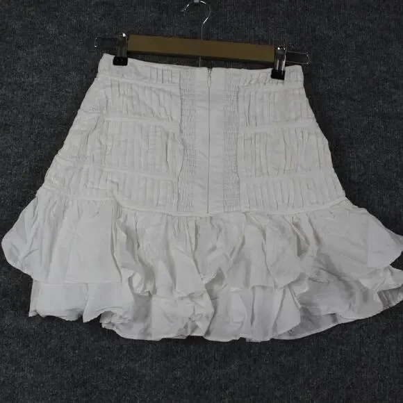 Aje Skirt 8 Reine Shirred Ruffle Mini White Pleated Boho Coquette Fairy Girly - Picture 5 of 10